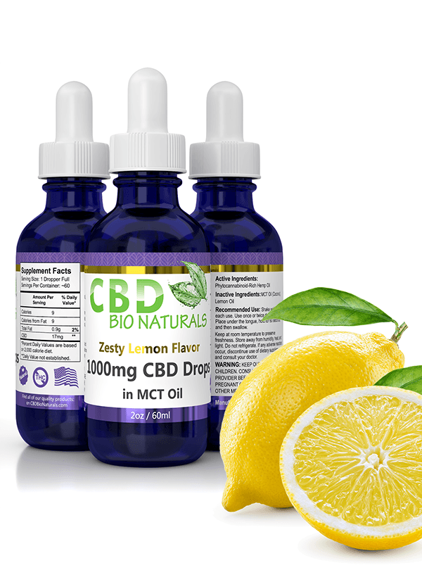 CBD Bionaturals full spectrum hemp in zesty lemon flavor 3 bottles